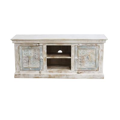 ETER - porta tv legno di mango bianco