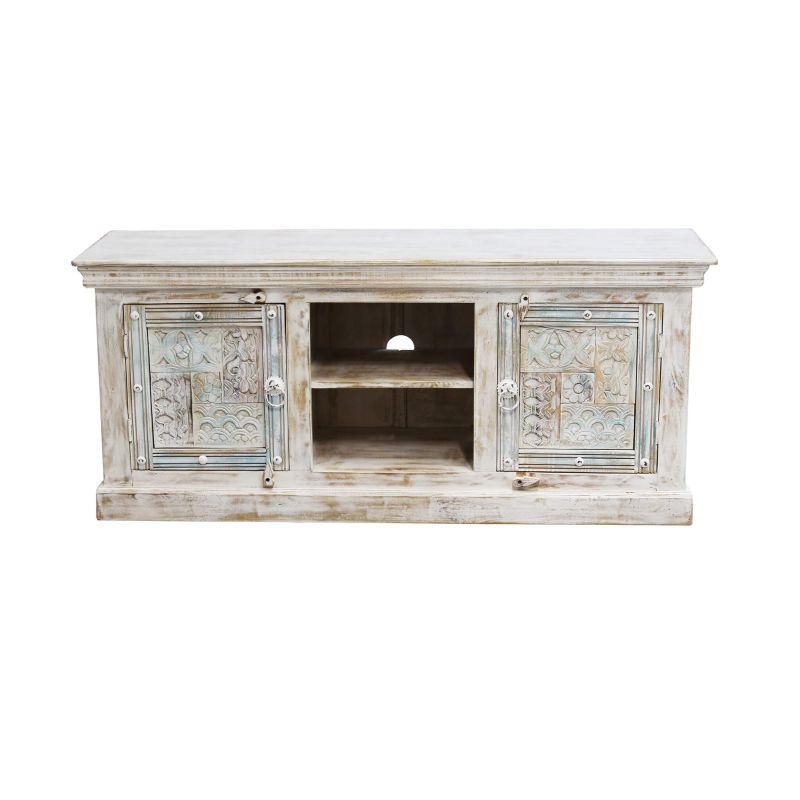 ETER - porta tv legno di mango bianco