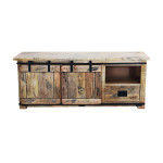 BEILY - porta tv legno di mango con 2 ante scorrevoli