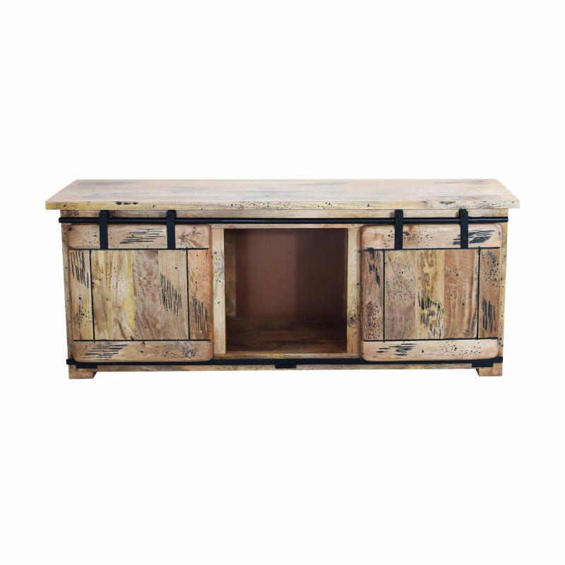BEILY - porta tv legno di mango con 2 ante scorrevoli