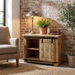 BEILY - porta tv legno di mango 1 anta scorrevole