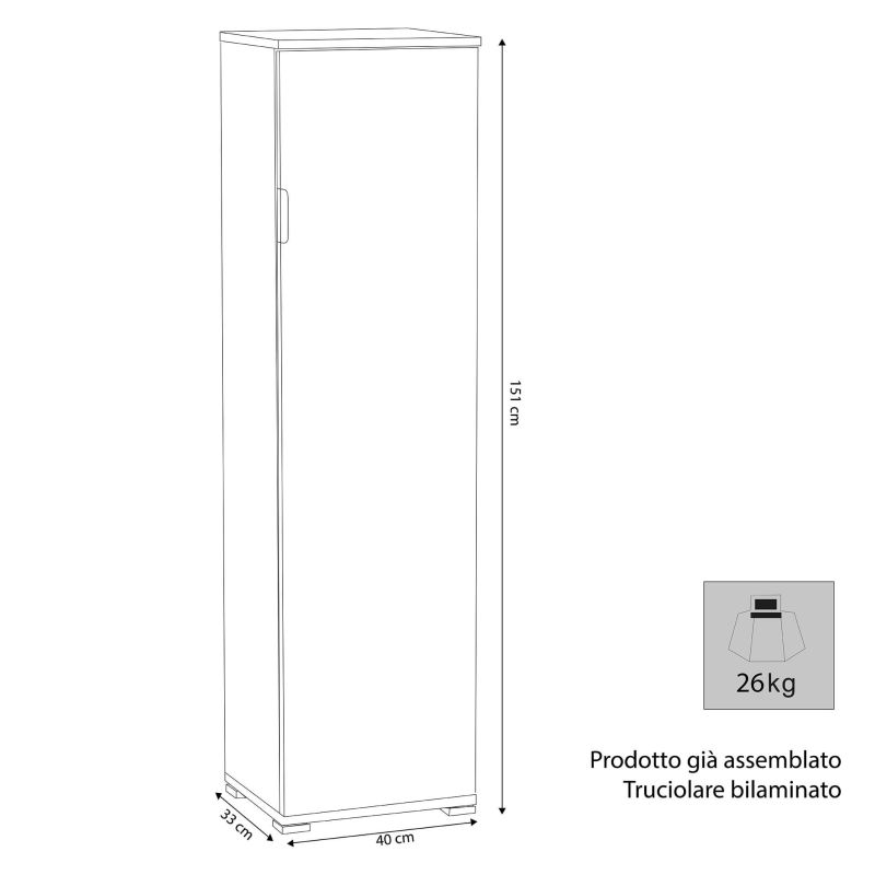 NODE - armadietto un anta 4 ripiani