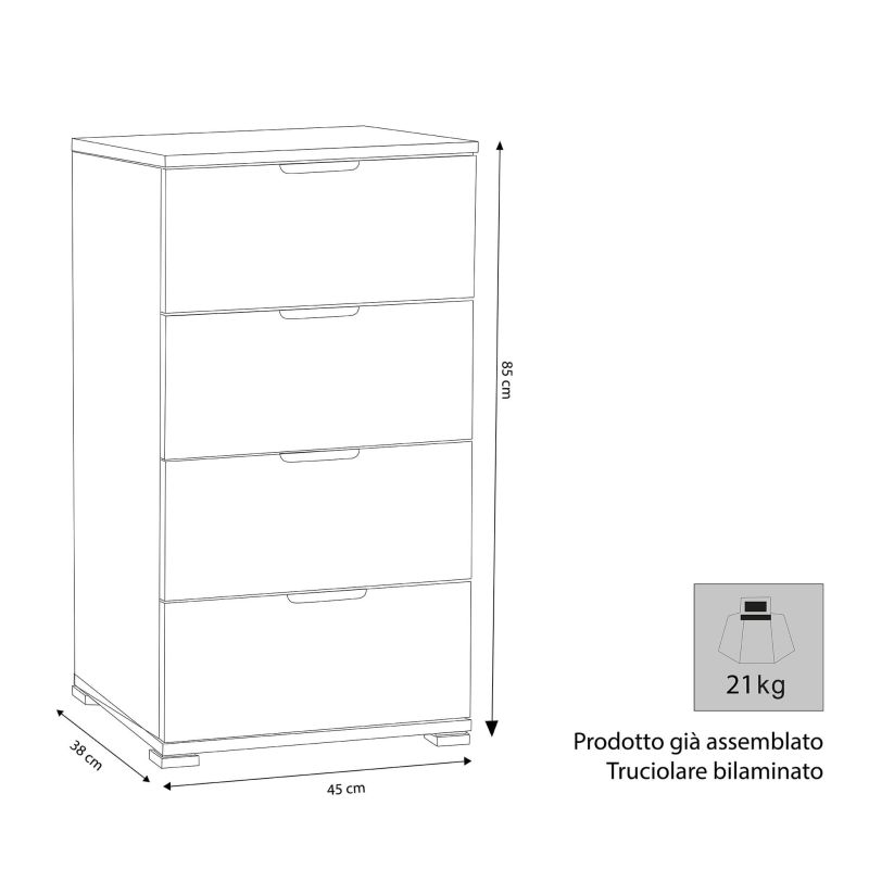 SUGO - cassettiera 4 cassetti