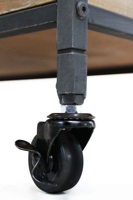 CARTY - carrello con ruote industrial in legno e acciaio