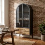 HENDRICKS - vetrina industrial in acciaio con due cassetti