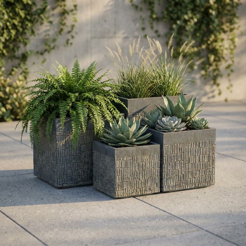 AGERATO - set di vasi in fibra sintetica