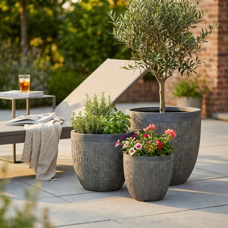 GIADA - set di vasi in fibra sintetica