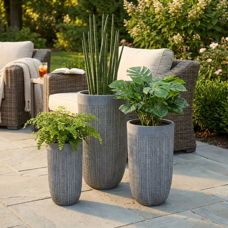 ALLORO - set di vasi in fibra sintetica