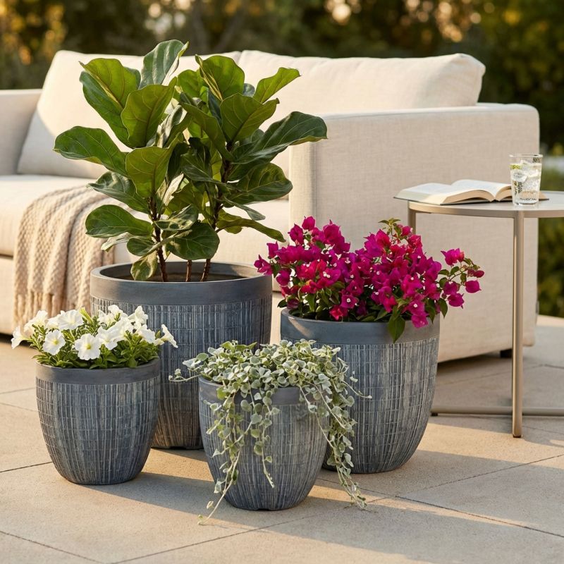 AMARANTO - set di vasi in fibra sintetica