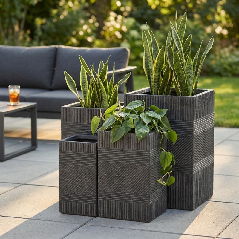 ARIOCARPO - set di vasi in fibra sintetica