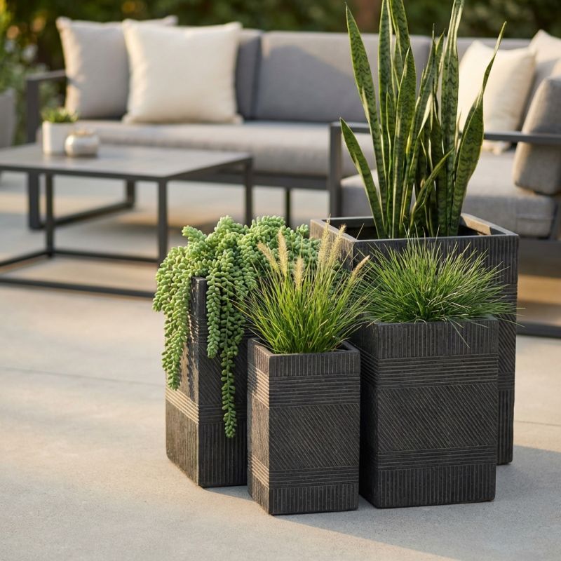 ARIOCARPO - set di vasi in fibra sintetica