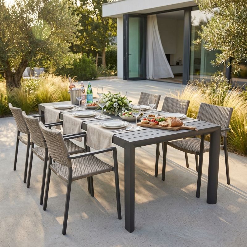 EQUITATUS - tavolo da giardino allungabile in alluminio da 135