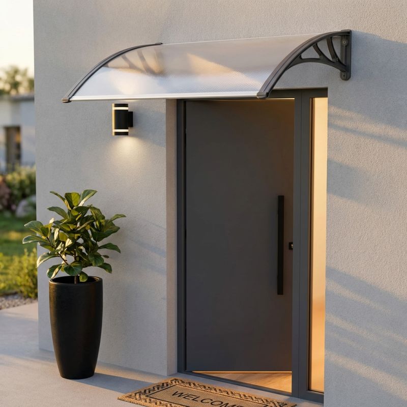 KAORI - pensilina in policarbonato alveolare opaco porta ingresso