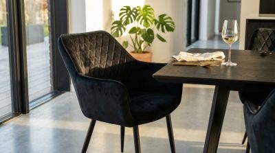 CARA - poltrona imbottita per sala da pranzo in velluto