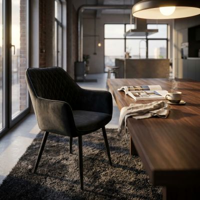 CARA - poltrona imbottita per sala da pranzo in velluto