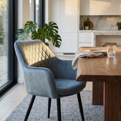 CARA - poltrona imbottita per sala da pranzo in velluto