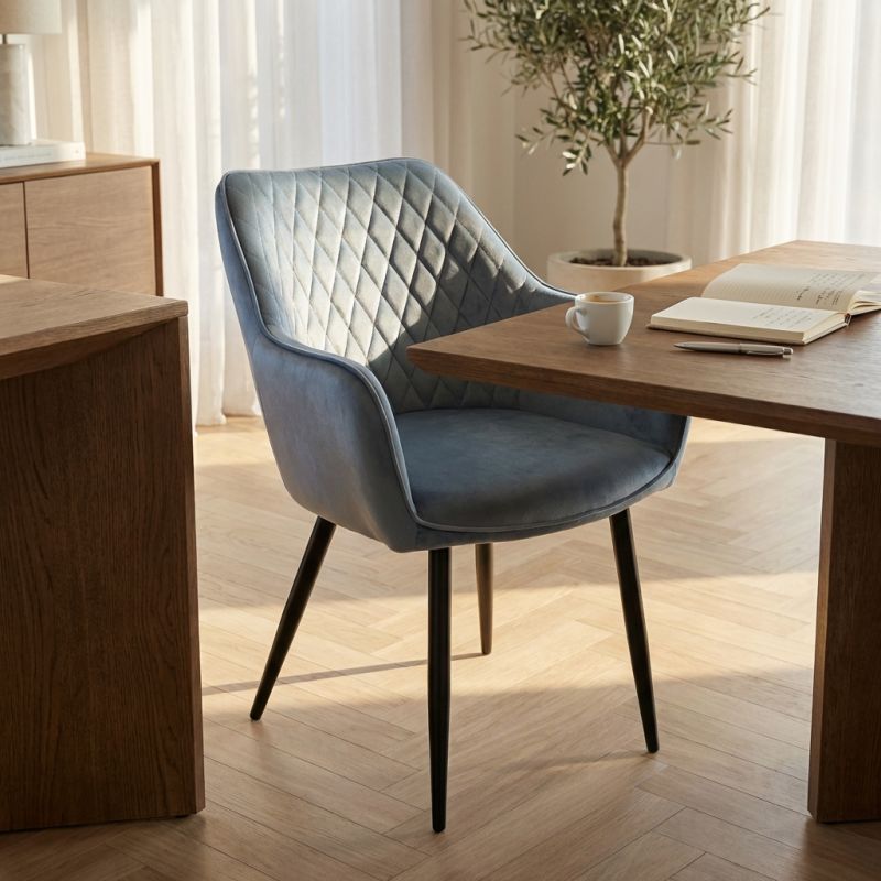 CARA - poltrona imbottita per sala da pranzo in velluto