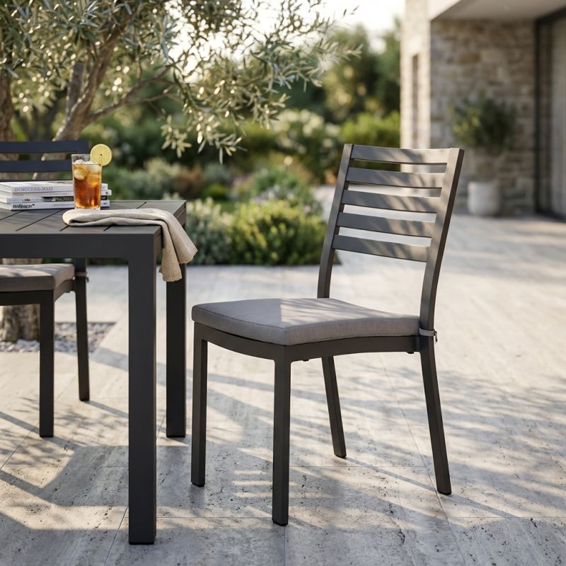 DEXTER - sedia da giardino in alluminio impilabile con cuscino