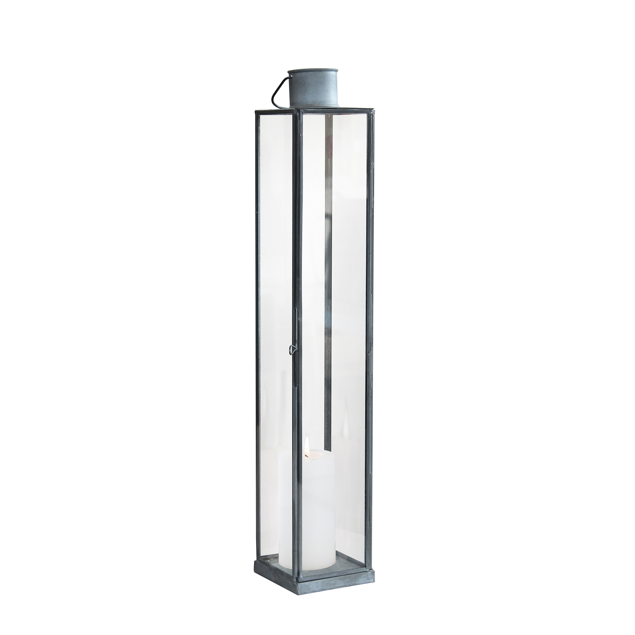 Mojawo XXL Lanterna da giardino in metallo di lusso, bianca, lanterna LED, altezza 54 cm