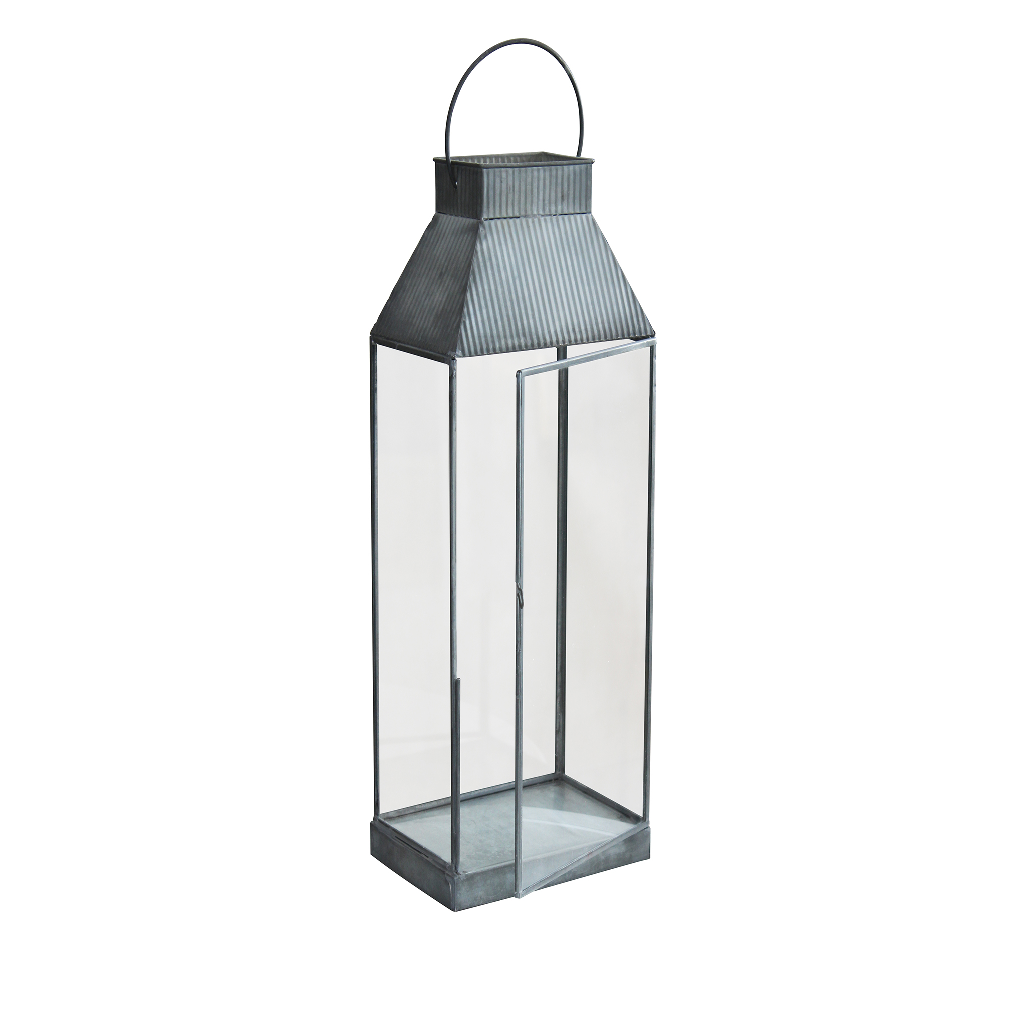 Lanterna Per Tomba Con Disco In Vetro Rosso | Versione Con Candela A Olio O LED | Altezza 40cm | Decorazione Cimiteriale