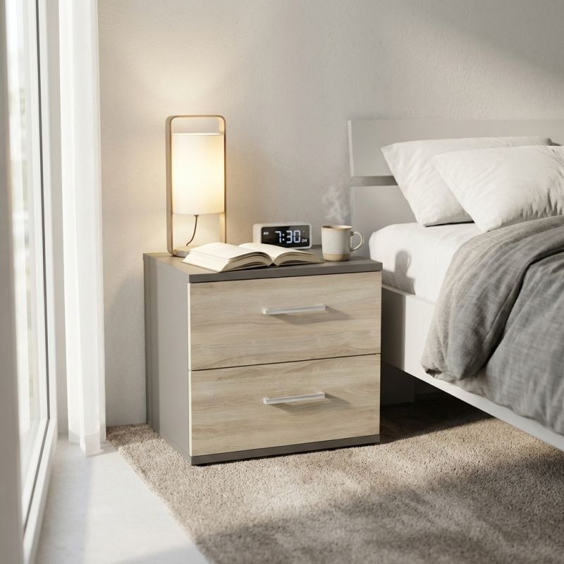 HARALD - comodino 2 cassetti moderno