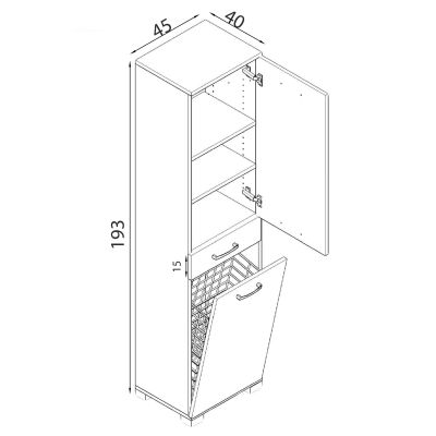 CANUTO - armadietto con portabiancheria