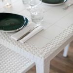 CALIGOLA - tavolo da giardino in resina effetto rattan