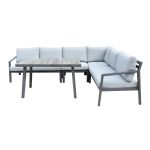 BORA - salotto angolare in alluminio con tavolino