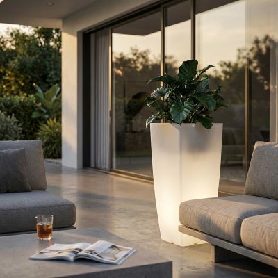 SILENTE - vaso luminoso rgb con pannello solare