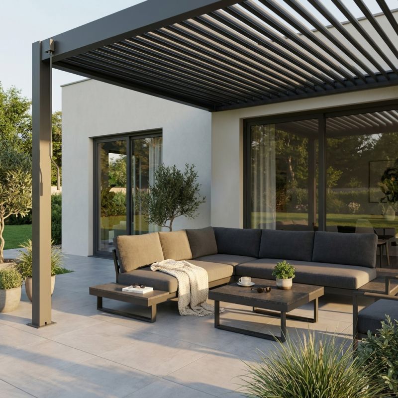 NIMBUS - pergola bioclimatica addossata in alluminio 4 x 4 m