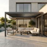 NIMBUS - pergola bioclimatica addossata in alluminio 4 x 4 m