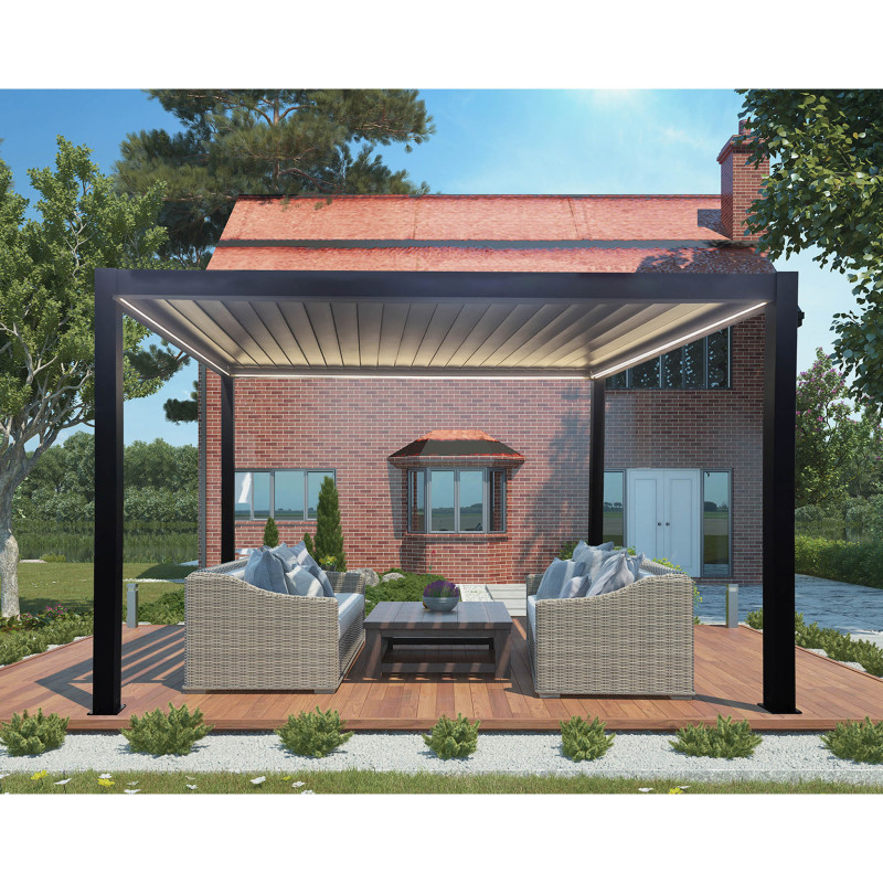 FIREBOLT - pergola bioclimatica motorizzata con led in alluminio 3 x 4 m