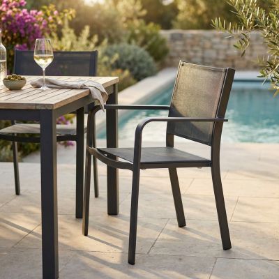 SPLENDOR - poltrona da giardino in alluminio e textilene impilabile