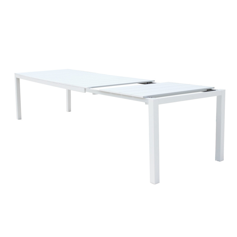 ALASKA - set tavolo in alluminio cm 214/280 x 100 x 75,5 h con 8 poltrone Lotus