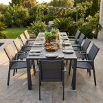 ARIZONA - set tavolo in alluminio cm 100 x 51,50/104/156/208/260 x 74 h con 10 poltrone Lotus