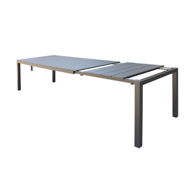 ALASKA - set tavolo in alluminio cm 148/214 x 85 x 75,5 h con 8 poltrone Aulus