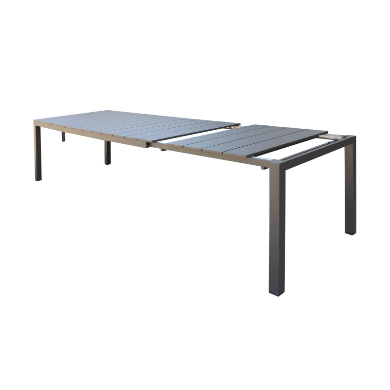 ALASKA - set tavolo in alluminio cm 148/214 x 85 x 75,5 h con 8 poltrone Aulus