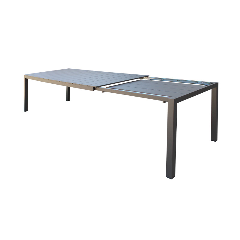 ALASKA - set tavolo in alluminio cm 148/214 x 85 x 75,5 h con 8 poltrone Aulus