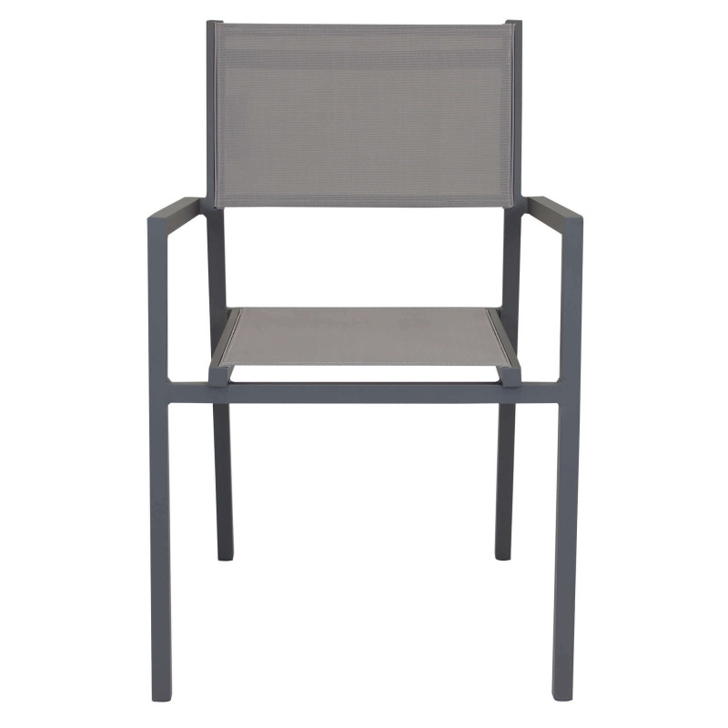 ALASKA - set tavolo in alluminio cm 148/214 x 85 x 75,5 h con 8 poltrone Aulus