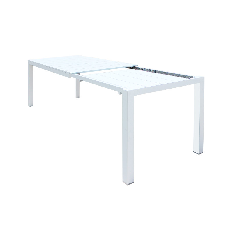ALASKA - set tavolo in alluminio cm 148/214 x 85 x 75,5 h con 4 poltrone Aulus