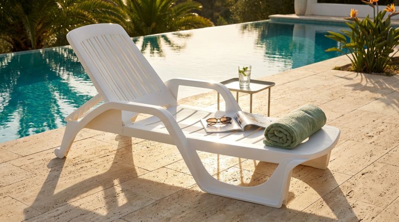 ZANZIBAR - lettino da giardino in plastica con ruote