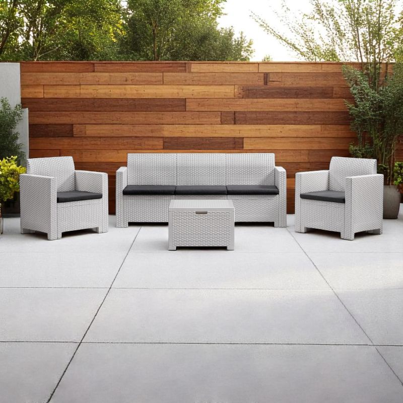 NEBRASKA - salotto da esterno in wicker 3 posti con cuscini