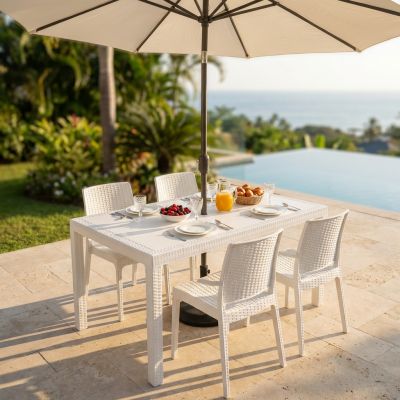 CALIGOLA - tavolo da giardino in resina effetto rattan