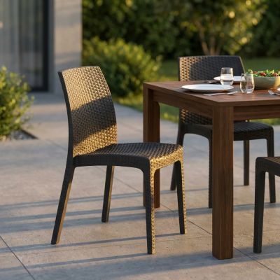 ALMA - sedia da giardino impilabile in wicker stampato