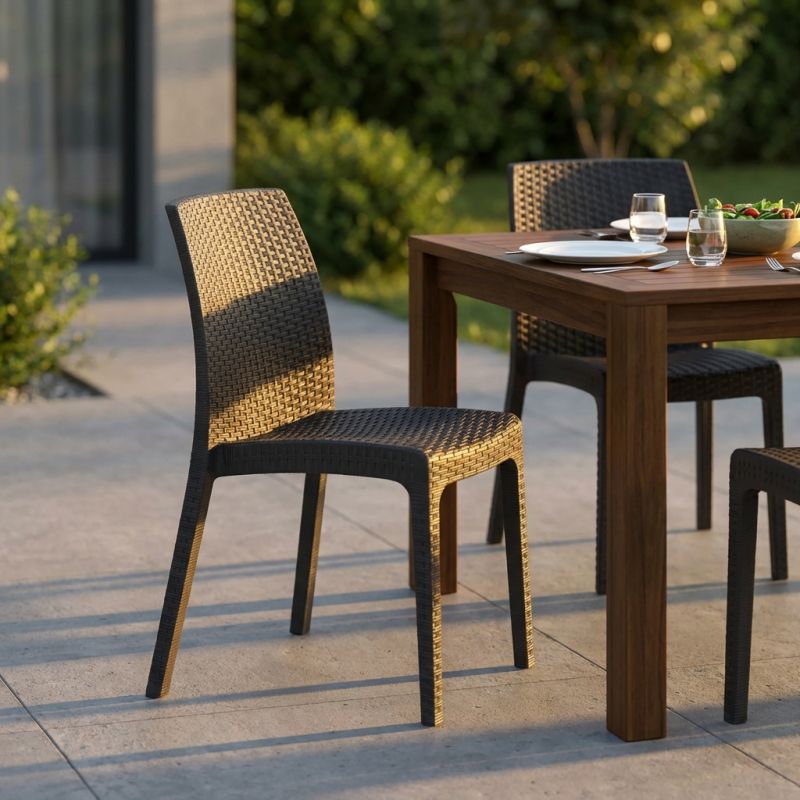 ALMA - sedia da giardino impilabile in wicker stampato