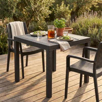 CALIGOLA - tavolo da giardino in resina effetto rattan