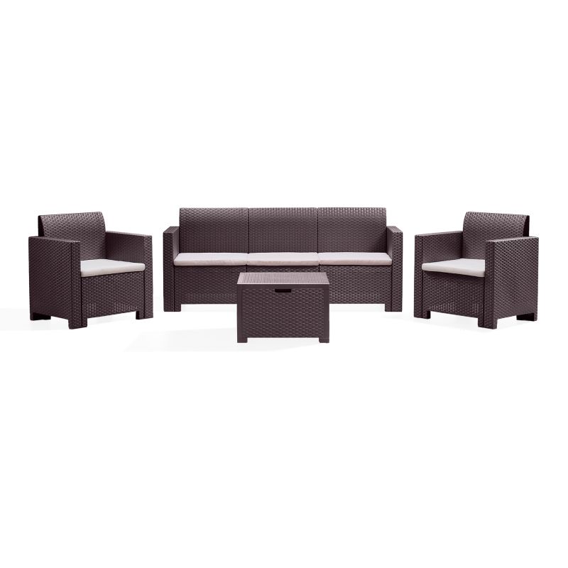 NEBRASKA - salotto da esterno in wicker 3 posti con cuscini