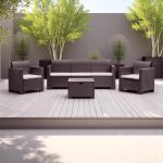 NEBRASKA - salotto da esterno in wicker 3 posti con cuscini