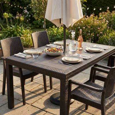 CALIGOLA - tavolo da giardino in resina effetto rattan