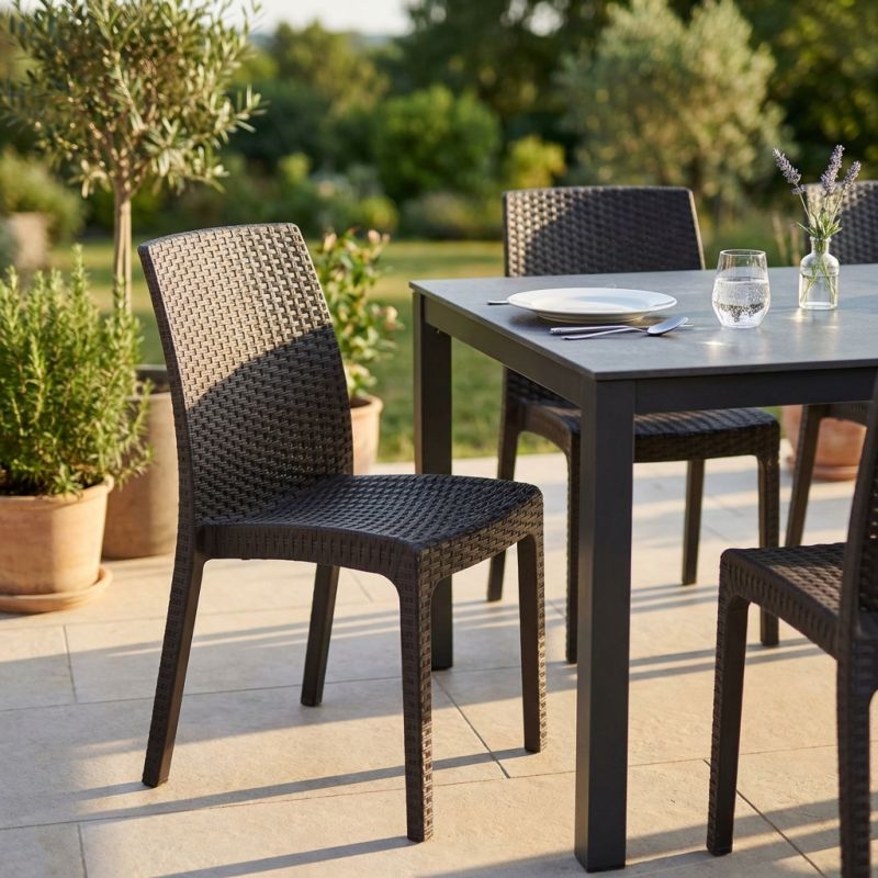 ALMA - sedia da giardino impilabile in wicker stampato